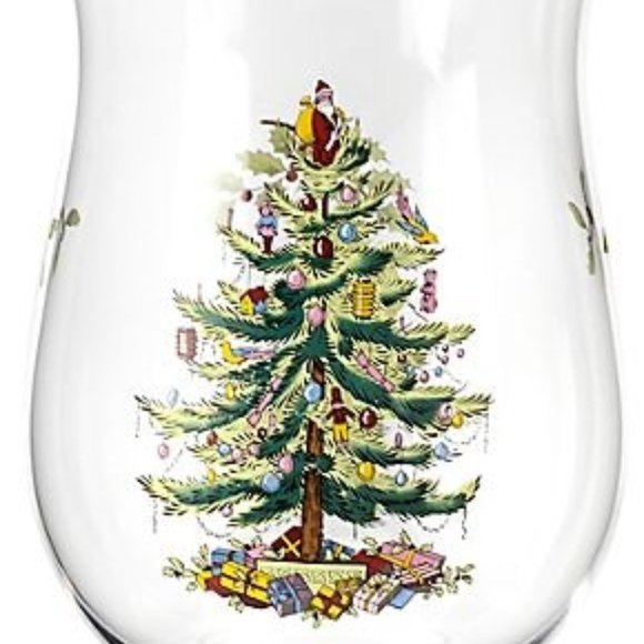 2 brand new Spode Christmas Tree 17.5 ounce TULIP Glasses ... 7.5 inches tall - Picture 3 of 3